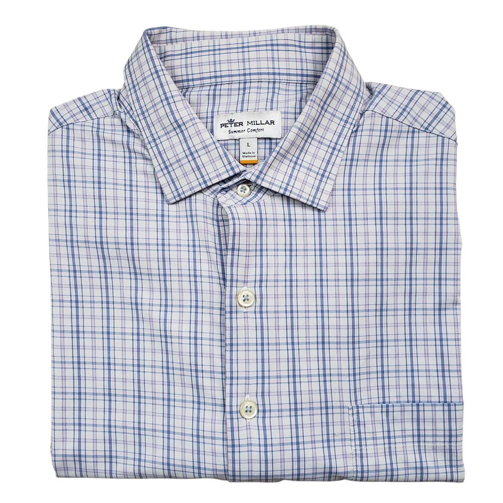 Peter Millar Summer Comfort Shirt Mens Large Plaid Check Button Up Golf Preppy